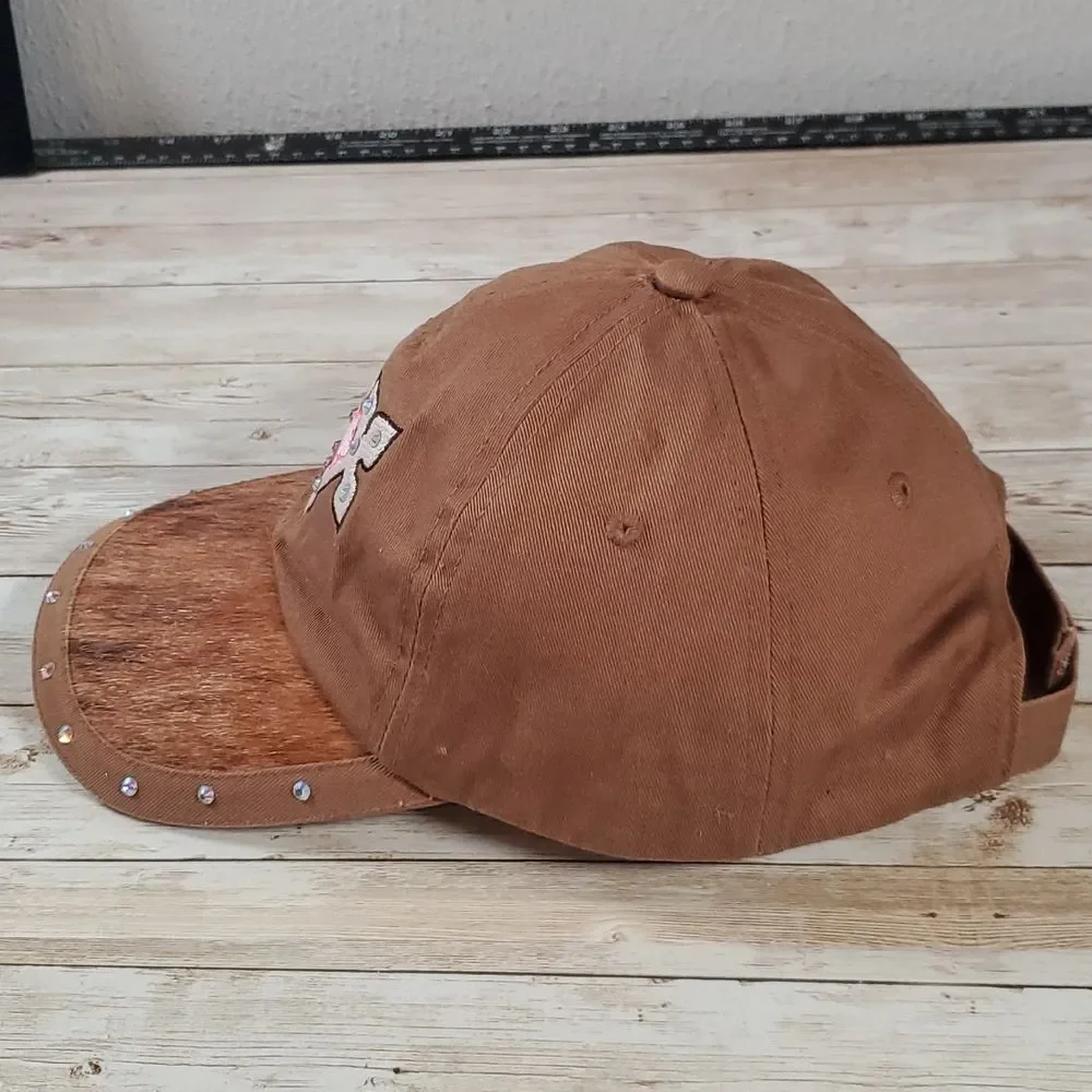 M&F Western Products Ladies Rhinestone Crosses Pony‎ Hair Fur Baseball Cap Hat